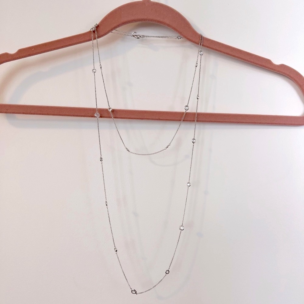 Nadri cubic zirconia crystal 54” silver necklace.